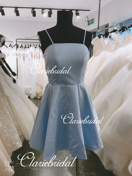 Feedback for Simple Blue Satin Short Prom Dresses
