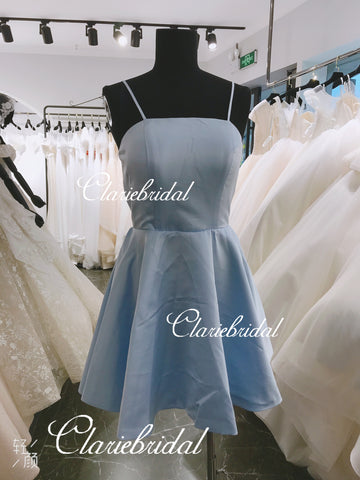 Feedback for Simple Blue Satin Short Prom Dresses