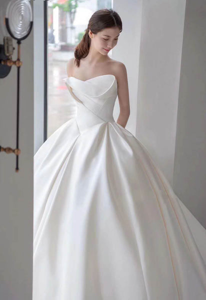 Newest Claire Design Satin Ball Gown Wedding Dresses, Popular Bridal Gown, Wedding Dresses