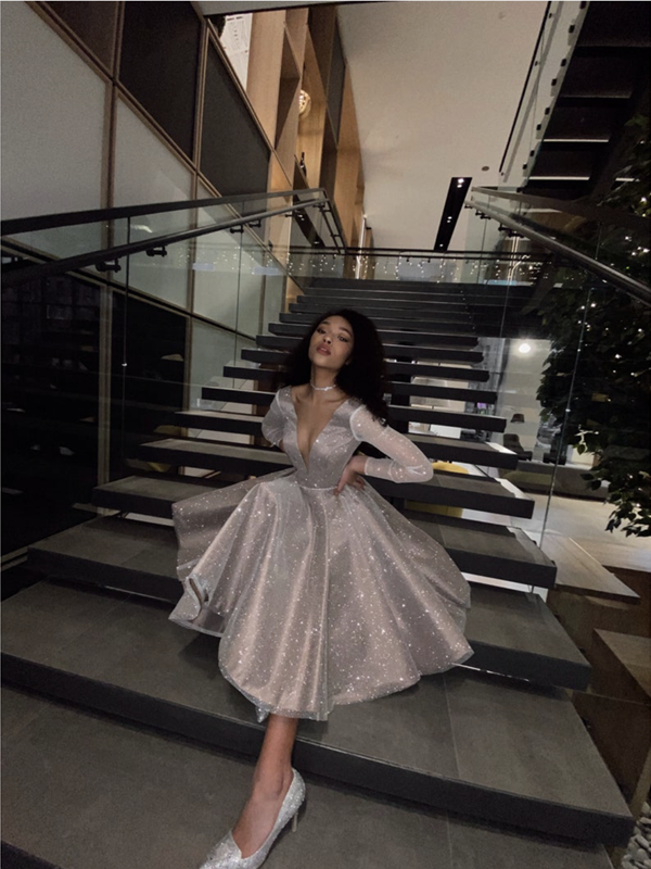 Long Sleeves Shiny Girl Dresses, Graduation Party Evening Dresses, 202 ClaireBridal Long Sleeves Shiny Girl Dresses, Graduation Party Evening Dresses, 202 ClaireBridal