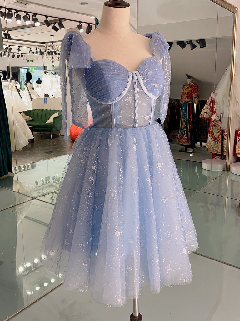 Lovely Midi Prom Dresses, Sky Blue Stars Prom Dresses 2021, Short Home ClaireBridal Lovely Midi Prom Dresses, Sky Blue Stars Prom Dresses 2021, Short Home ClaireBridal