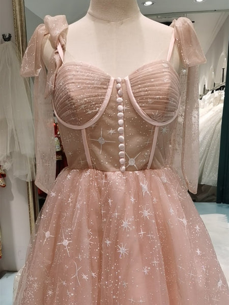 Pink Sequin Popular Short Prom Dresses,Midi Homecoming Dresses, Tulle 2021 Prom Dresses