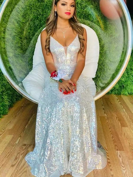 Simple Sequins Long Prom Dresses, Girl Party Evening Dresses, 2022 Newest Bridesmaid Dresses