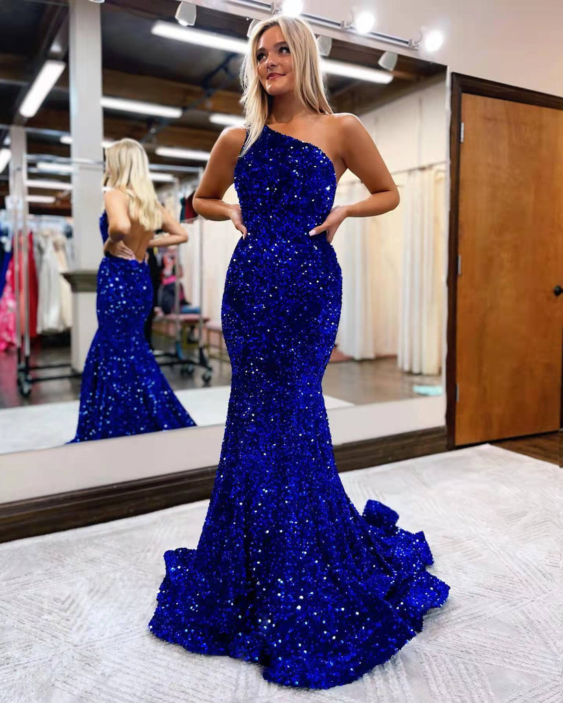 One Shoulder Long Mermaid Sequin Prom Dresses, Shing Prom Dresses, 202 ClaireBridal One Shoulder Long Mermaid Sequin Prom Dresses, Shing Prom Dresses, 202 ClaireBridal