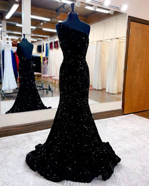 One Shoulder Long Mermaid Sequin Prom Dresses, Shing Prom Dresses, 2022 Prom Dresses, Affordable Prom Dresses