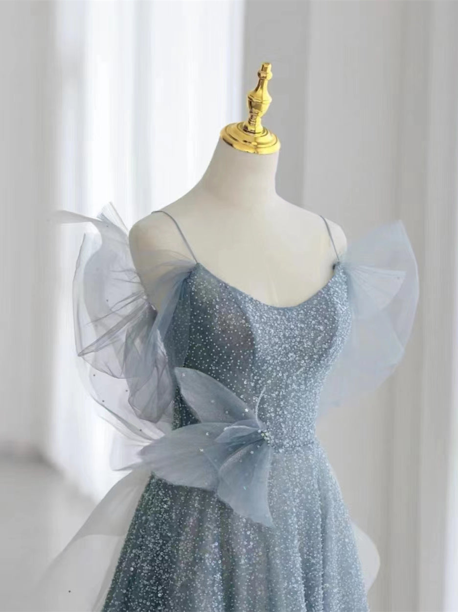 Spaghetti Long A-line Sequin Beaded Long Prom Dresses, Princess Dresses, Formal Dresses, Party Dresses, 2022 Prom Dresses