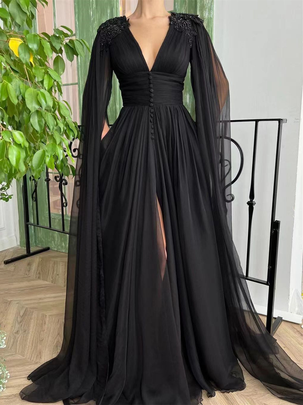 V-neck Black Tulle Prom Dresses, Elegant Prom Dresses, Newest 2022 Pro ClaireBridal V-neck Black Tulle Prom Dresses, Elegant Prom Dresses, Newest 2022 Pro ClaireBridal