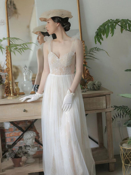 Vintage A-line Tulle Lace Wedding Dresses, Popular Wedding Dresses, Bridal Gown, Newest Wedding Dresses