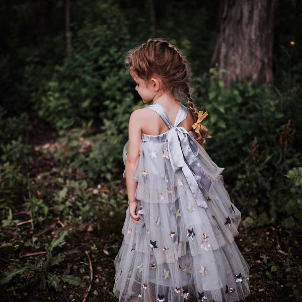 Straps Cake Dresses, Flower Girl Dresses, Star Tulle Flower Girl Dresses, Fluffy Little Girl Dress