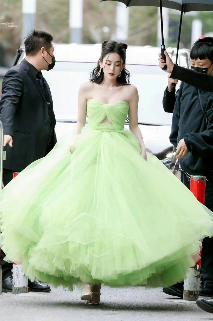 Sweetheart A-line Green Tulle Prom Dresses, Fluffy Prom Dresses, Celeb ClaireBridal Sweetheart A-line Green Tulle Prom Dresses, Fluffy Prom Dresses, Celeb ClaireBridal