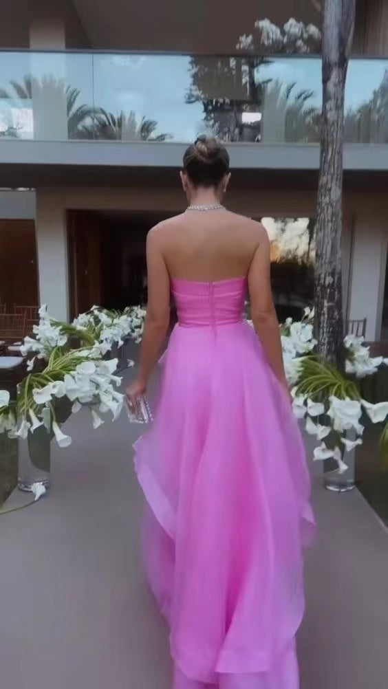 Pink Color Girl Graduation Party Dresses, Newest Strapless Long Prom D ClaireBridal Pink Color Girl Graduation Party Dresses, Newest Strapless Long Prom D ClaireBridal