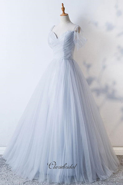 Simple Design A-line Tulle Wedding Dresses, Beaded Wedding Dresses, Fancy Bridal Gowns
