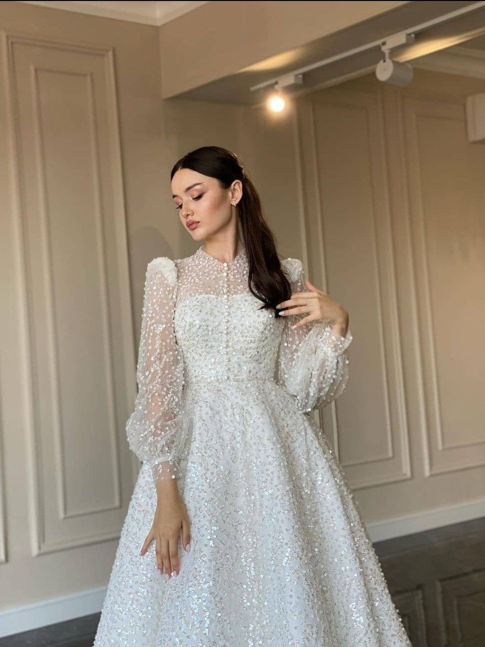 Elegant Beaded Sequin Wedding Dresses, A-line Wedding Dresses, Bridal ClaireBridal Elegant Beaded Sequin Wedding Dresses, A-line Wedding Dresses, Bridal ClaireBridal