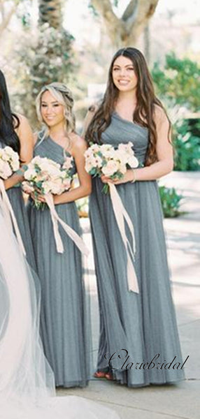 One Shoulder Tulle Bridesmaid Dresses, A-line Wedding Guest Bridesmaid Dresses