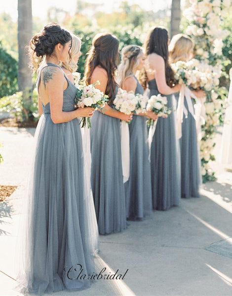 One Shoulder Tulle Bridesmaid Dresses, A-line Wedding Guest Bridesmaid Dresses