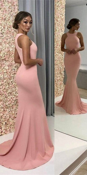 Pink Mermaid Long Bridesmaid Dresses, Lovely Bridesmaid Dresses, Long Bridesmaid Dresses