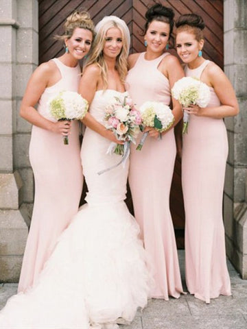 Pink Mermaid Long Bridesmaid Dresses, Lovely Bridesmaid Dresses, Long Bridesmaid Dresses