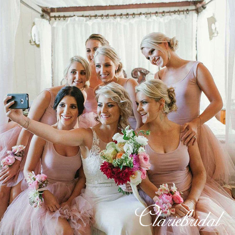 Nude Color Short Tulle Beach Wedding Guest Dresses, Bridesmaid Dresses ClaireBridal Nude Color Short Tulle Beach Wedding Guest Dresses, Bridesmaid Dresses ClaireBridal