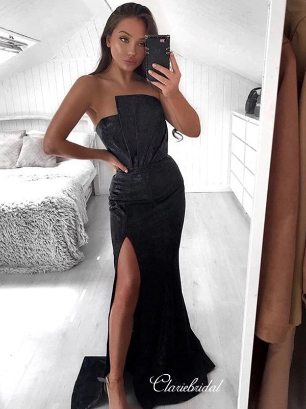 Strapless Mermaid Fashion Long Prom Dresses, Unique Design 2020 Prom Dresses