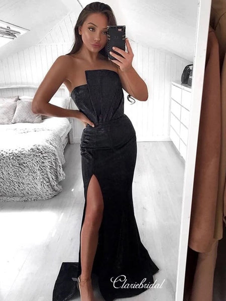 Strapless Mermaid Fashion Long Prom Dresses, Unique Design 2020 Prom Dresses