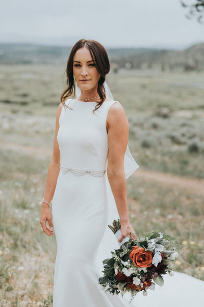 Open Back Simple Wedding Dresses, Custom Design Fashion Wedding Dresses