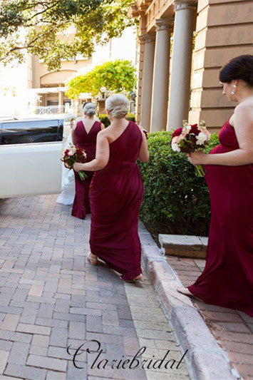 Mismatched Wine Red Long Bridesmaid Dresses, Wedding Guest Dresses ClaireBridal Mismatched Wine Red Long Bridesmaid Dresses, Wedding Guest Dresses ClaireBridal