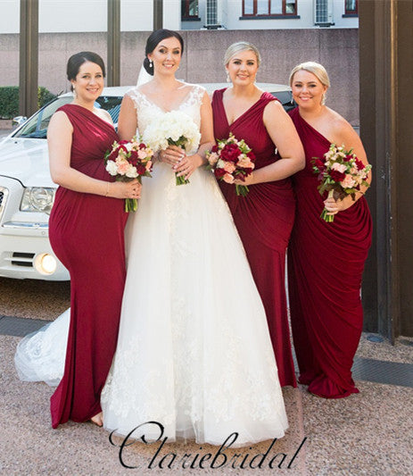 Mismatched Wine Red Long Bridesmaid Dresses, Wedding Guest Dresses –  ClaireBridal