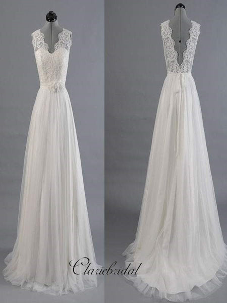 Simple Custom Design V-neck Lace Wedding Dresses, Newest Wedding Dresses