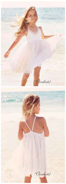 Simple Lace Beach Wedding Flower Girl Dresses