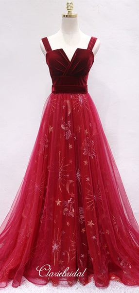 Two Pieces Long Prom Dresses, A-line Popular Prom Dresses