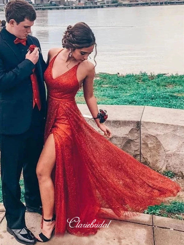 Simple Long Prom Dresses, Glitter Fancy Prom Dresses, Sequins Prom Dre – ClaireBridal