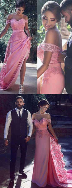Lace Off Shoulder Prom Dresses, Mermaid Prom Dresses, Popular Long Prom Dresses