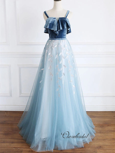 Elegant Lace A-line Prom Dresses, Evening Party Long Prom Dresses