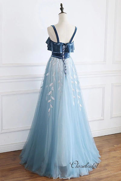 Elegant Lace A-line Prom Dresses, Evening Party Long Prom Dresses