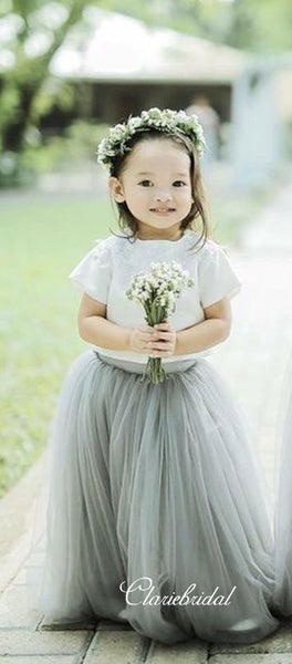 Two Pieces Tulle Flower Girl Dresses, Wedding Little Girl Dresses