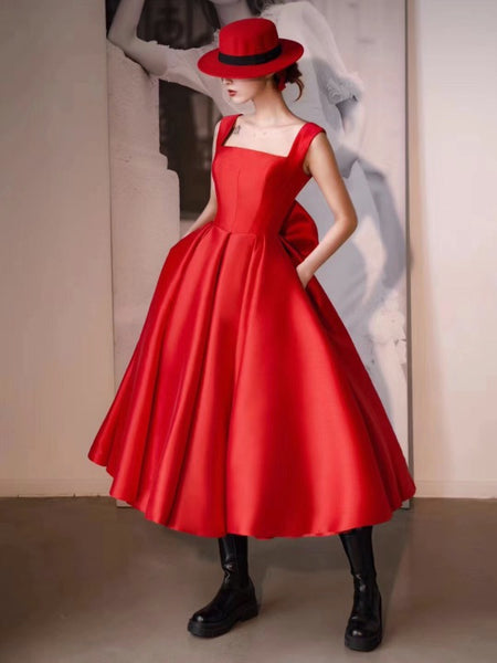 Red Color A-line Wedding Dresses, Simple Newest Bridal Gowns