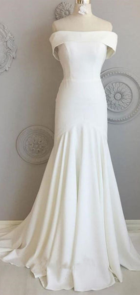 Simple Off The Shoulder Wedding Dresses, Custom Design Wedding Dresses