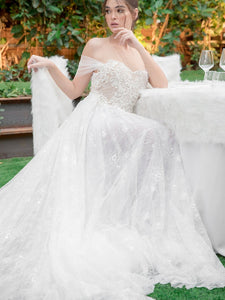 Off The Shoulder Elegant Lace Wedding Dresses, 2020 Bridal Gowns, Modest Wedding Dresses