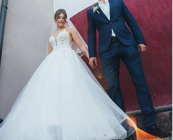 Spaghetti Straps A-line Wedding Dresses, Newest 2020 Lace Wedding Dresses