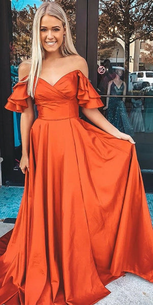 Off The Shoulder 2020 Newest Long Prom Dresses, A-line Evening Party Prom Dresses