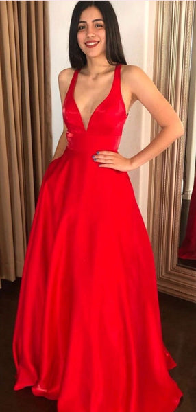 Red Color A-line Newest Long Prom Dresses, Special Occasion Dresses