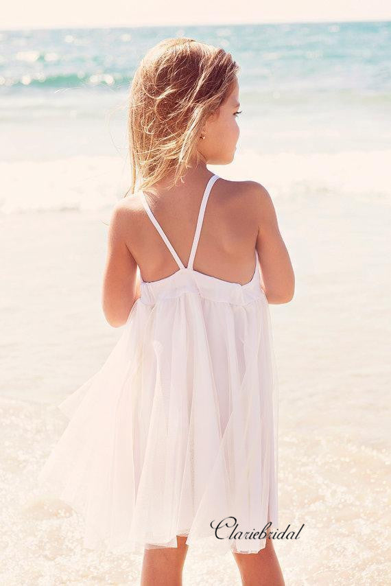 beach flower girl dresses Kismissal Girls Dress Boho Tulle Backless Ruffle Summer Flowy Party Maxi Gown Holiday Wedding: Clothing, Shoes & Jewelry Sheer neckline with lace on the chest with small lace cap sleeves Boho - Shop Flower Girl