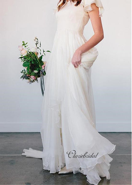 Simple Custom Chiffon Wedding Dresses, Popular Bridal Gowns, Cheap Beach Wedding Dresses