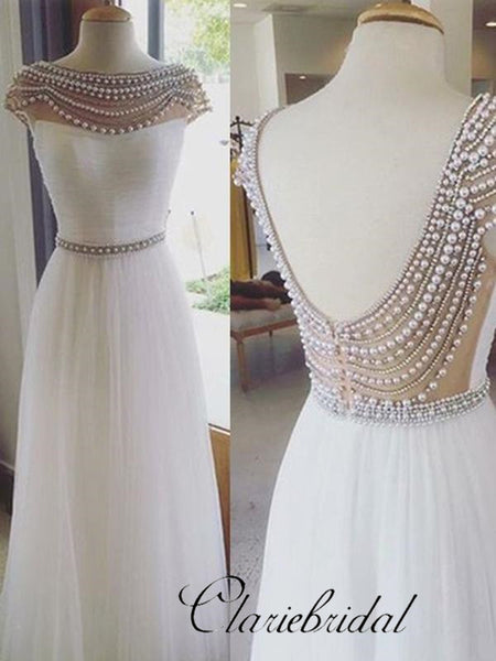 A-line Chiffon Pearls Bridesmaid Dresses, Wedding Guest Dresses