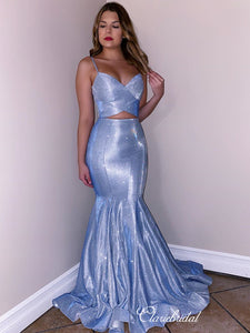 Sexy Mermaid Two Pieces Prom Dresses, Popular 2020 Long Prom Dresses