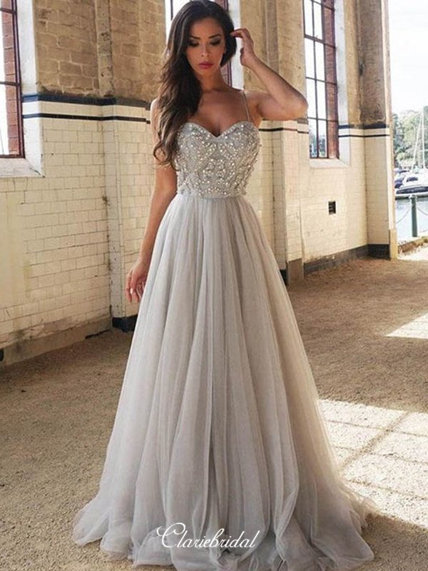 Sweetheart Beaded 2020 Newest Prom Dresses, Evening Party Long A-line Prom Dresses