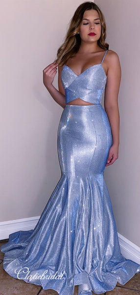 Sexy Mermaid Two Pieces Prom Dresses, Popular 2020 Long Prom Dresses