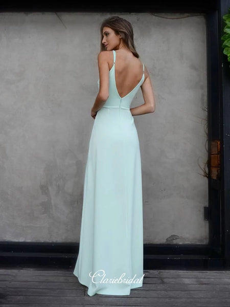 Spaghetti Straps Long Prom Dresses, Simple Cheap Prom Dresses