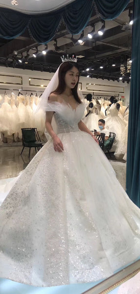 2020 Modest Design Wedding Dresses, Shiny Wedding Dresses, 2020 Bridal Gowns