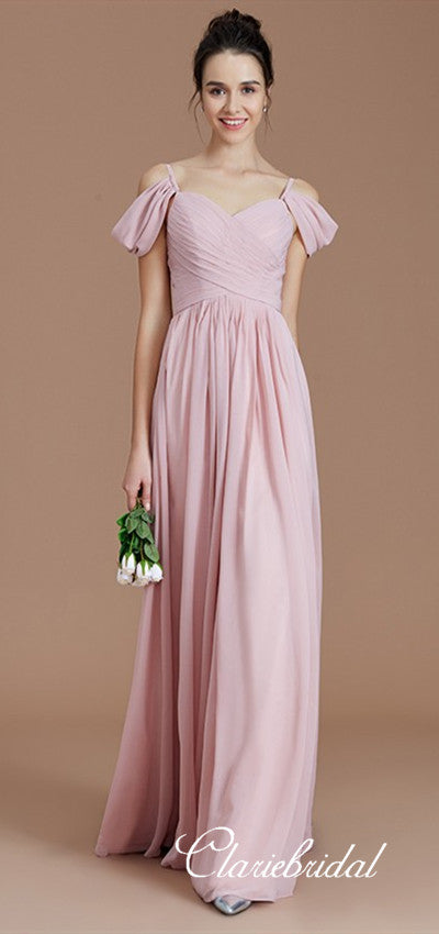 blush pink bridesmaid dresses off the shoulder Off the Shoulder Light Pink Bridesmaid Dress PollyBoutique
